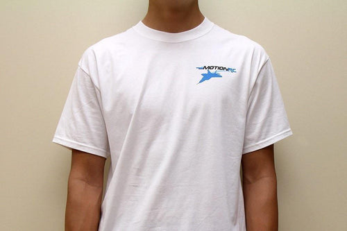 Motion RC Logo T-Shirt with F22 Raptor Graphic - White