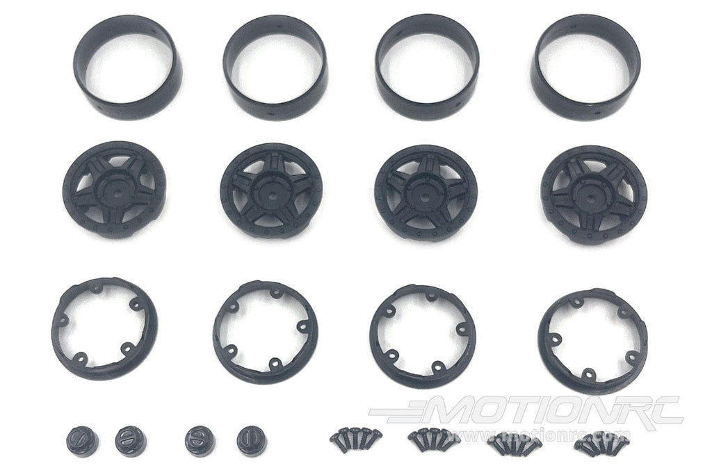 Hobby Plus 1/18 Scale Black Deep Star 1.2" Beadlock Wheels HBP240500