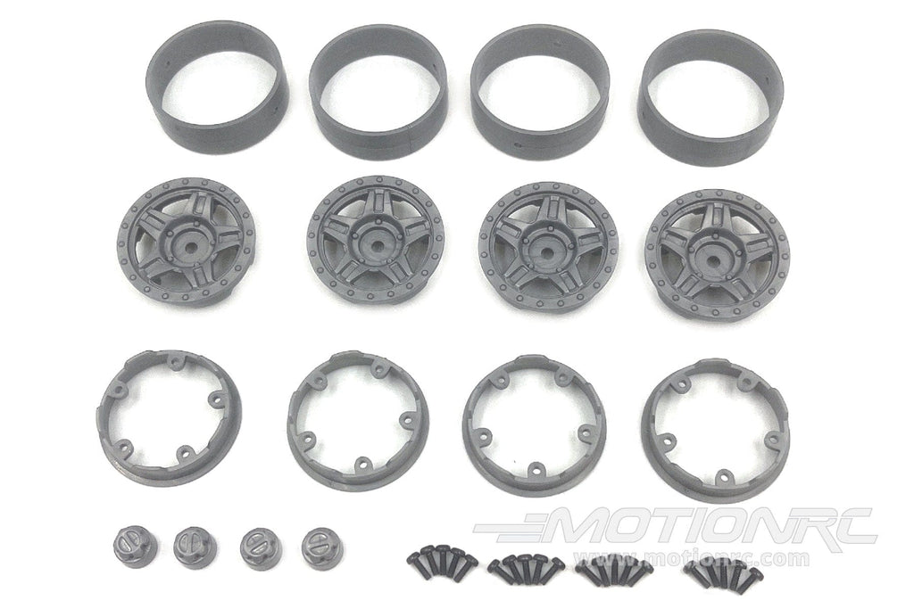 Hobby Plus 1/18 Scale Grey Deep Star 1.2" Beadlock Wheels HBP240501