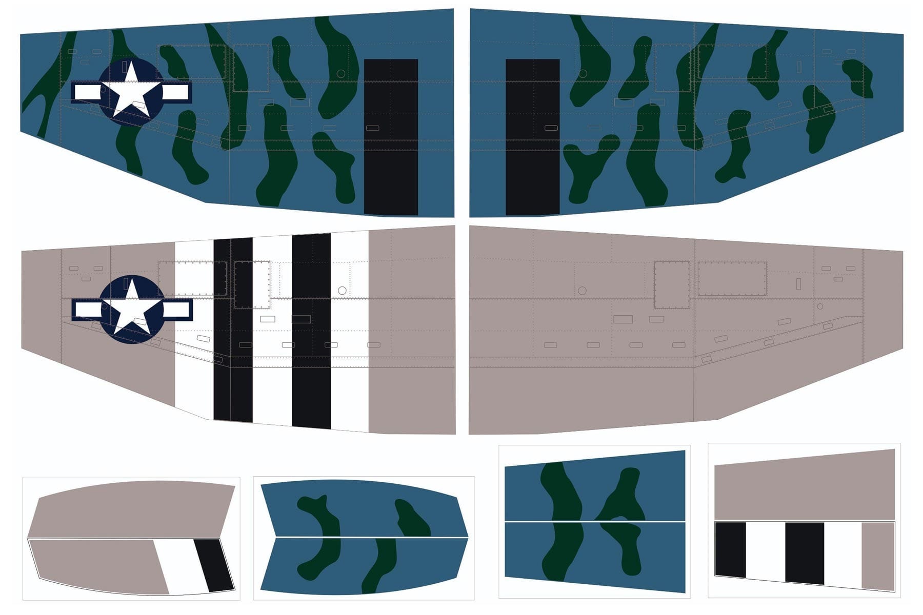 Nexa 1500mm P-47D Thunderbolt Camo Covering Set (Wing) NXA1002-109