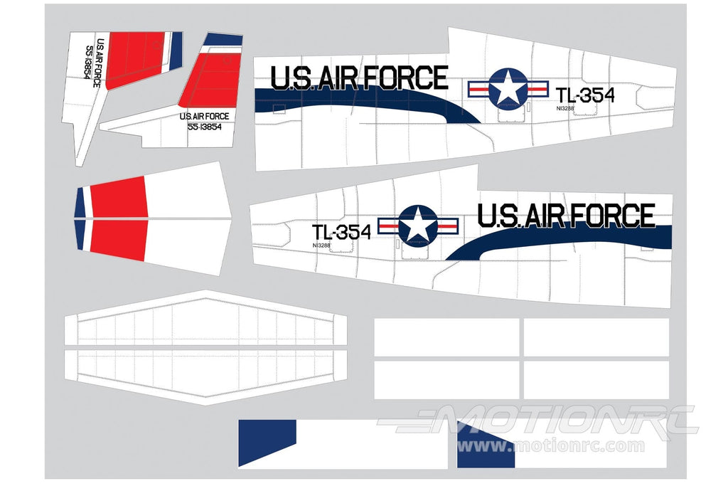 Nexa 1770mm T-28 Trojan Red and White Covering Set - Fuselage and Tail NXA1056-107