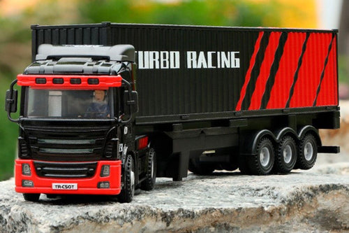 Turbo Racing Black 1/76 Scale Semi Truck with Trailer - RTR TBRC50B