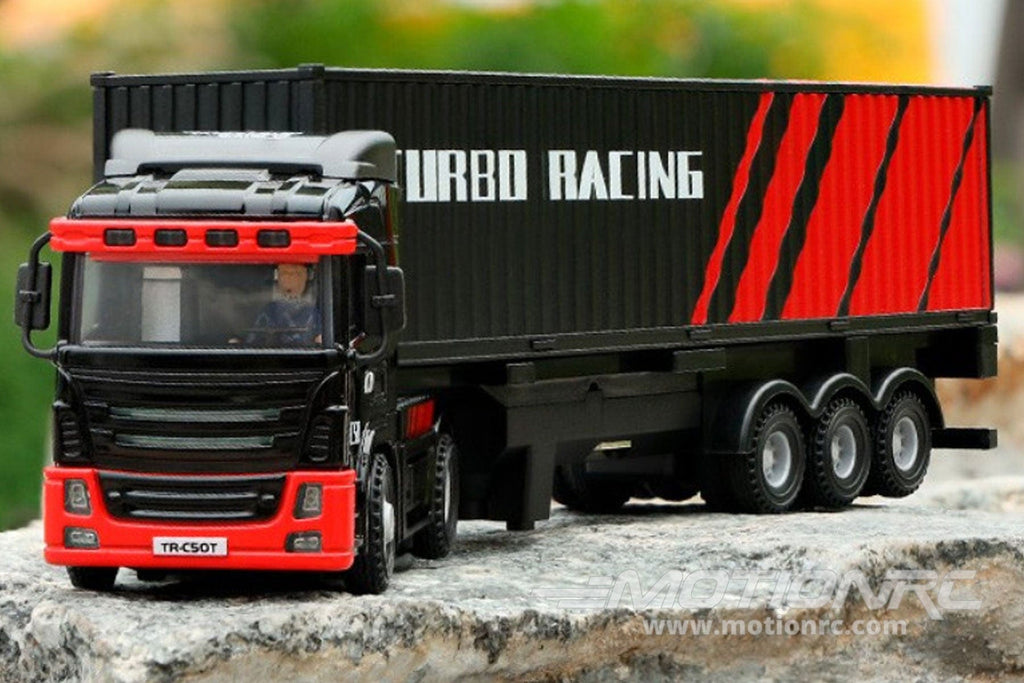 Turbo Racing Black 1/76 Scale Semi Truck with Trailer - RTR TBRC50B