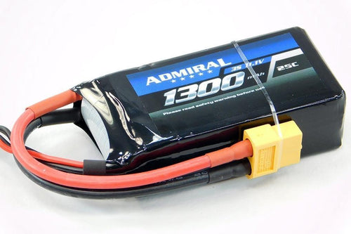 Admiral 1300mAh 3S 11.1V 25C LiPo Battery with XT60 Connector EPR13003X6