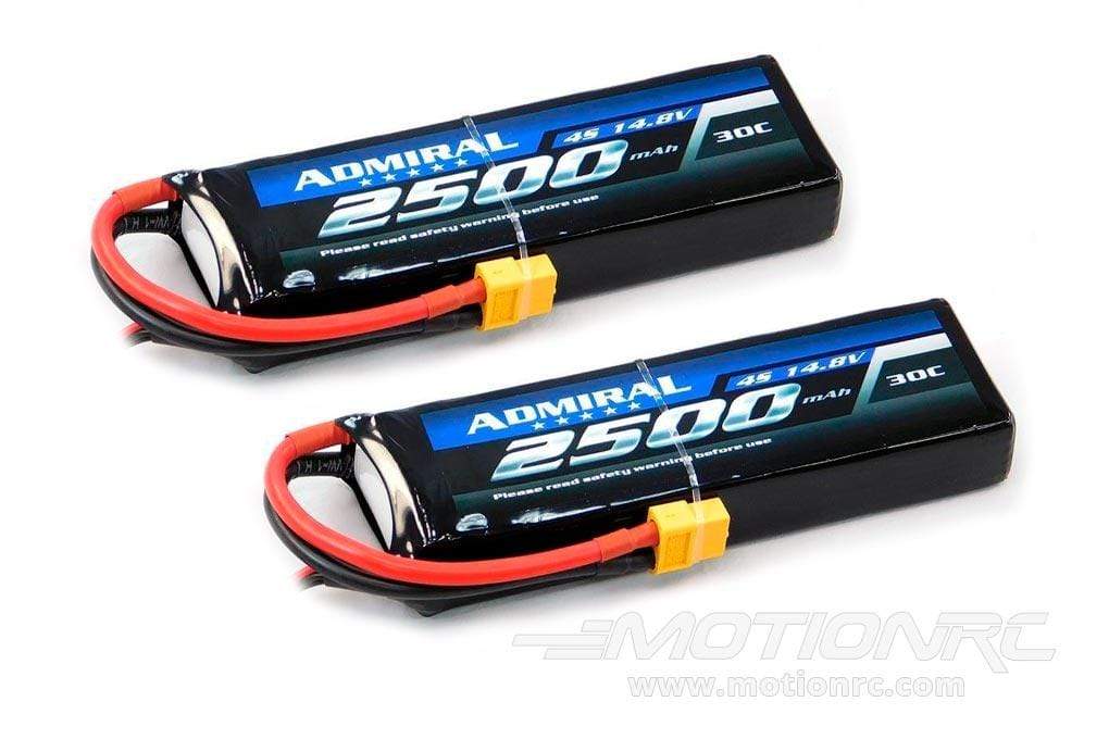 Admiral 2500mAh 4S 14.8V 30C LiPo Battery with XT60 Connector Multi-Pack (2 Batteries) ADM6024-004
