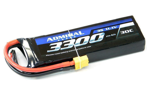 Admiral 3300mAh 3S 11.1V 30C LiPo Battery with XT60 Connector EPR33003X6