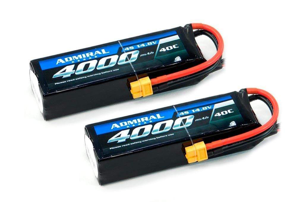 Admiral 4000mAh 4S 14.8V 40C LiPo Battery with  XT60 Connector Multi-Pack (2 Batteries) ADM6024-002