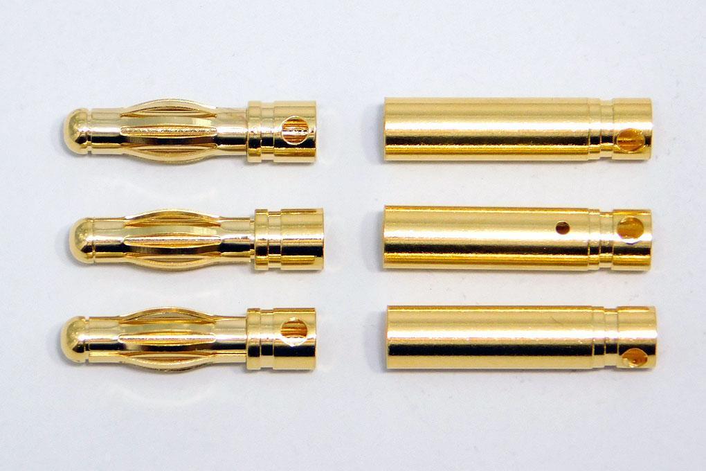 Admiral 4mm Gold Bullet ESC and Motor Connectors (3 Sets) ADM40ESCBULLETS
