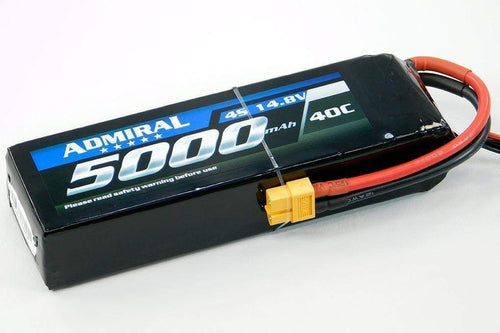 Admiral 5000mAh 4S 14.8V 40C LiPo Battery with XT60 Connector EPR50004X6