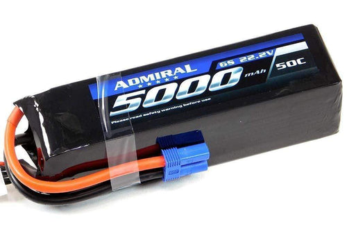 Admiral 5000mAh 6S 22.2V 50C LiPo Battery with EC5 Connector EPR50006