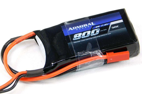 Admiral 800mAh 2S 7.4V 30C LiPo Battery with JST Connector EPR08002J