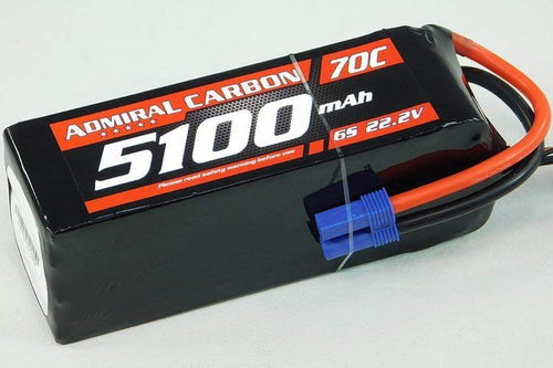 Admiral Carbon 5100mAh 6S 22.2V 70C LiPo Battery with EC5 Connector EPRAC5006E