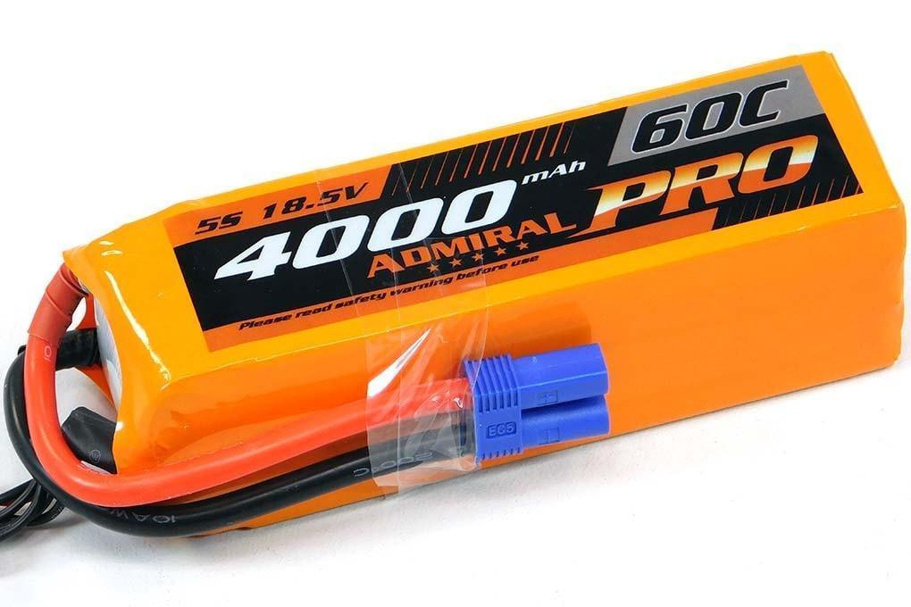 Admiral Pro 4000mAh 5S 18.5V 60C LiPo Battery with EC5 Connector EPR40005PRO