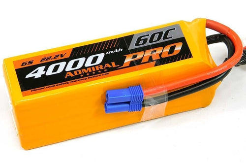 Admiral Pro 4000mAh 6S 22.2V 60C LiPo Battery with EC5 Connector EPR40006PRO