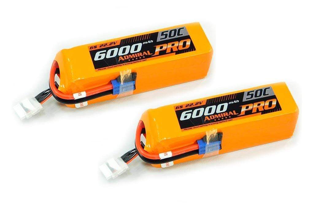 Admiral Pro 6000mAh 6S 22.2V 50C LiPo Battery with EC5 Connector Multi-Pack (2 Batteries) ADM6024-007