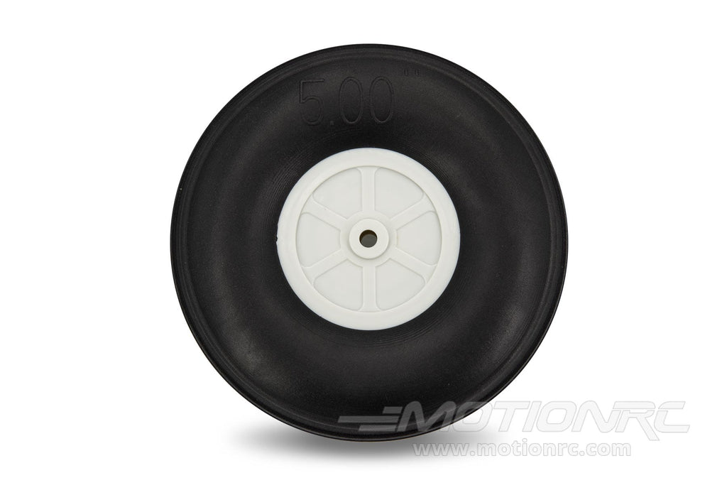 BenchCraft 127mm (5") x 41mm Treaded Ultra Lightweight Rubber PU Wheel for 5.1mm Axle BCT5016-084