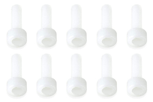 BenchCraft M3 x 10mm Nylon Hex Screws - White (10 Pack) BCT5040-009