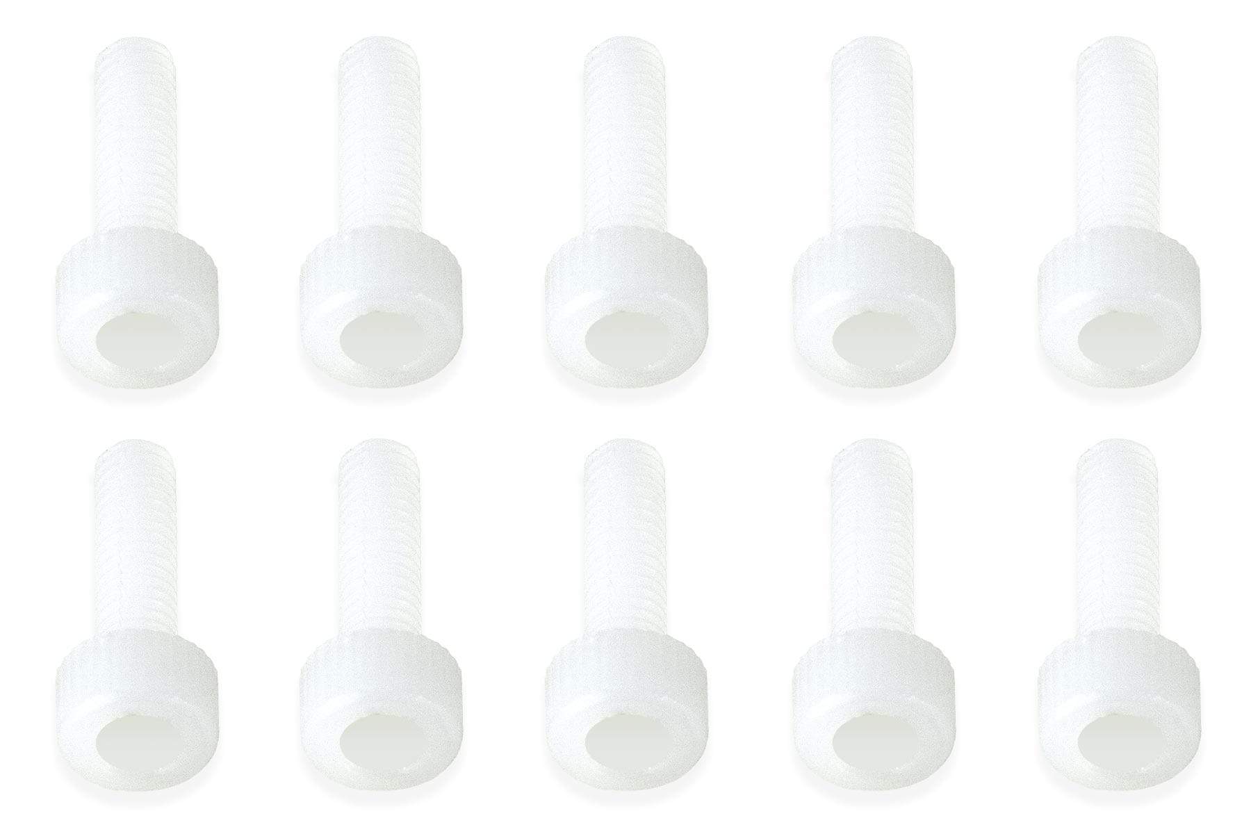 BenchCraft M3 x 10mm Nylon Hex Screws - White (10 Pack) BCT5040-009