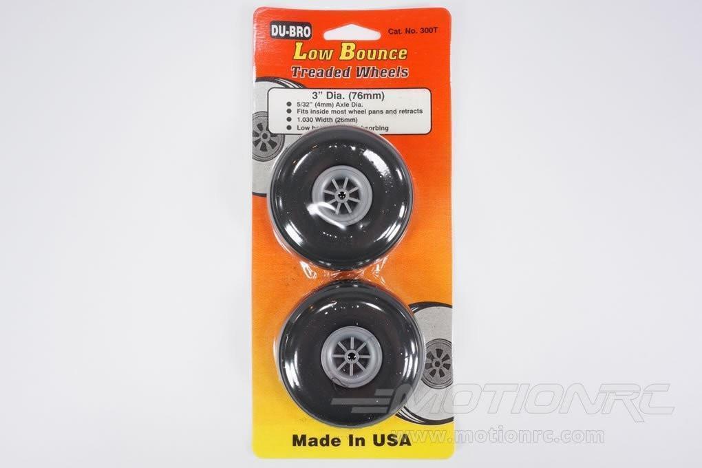 Du-Bro 76.2mm (3") x 26mm Low Bounce Treaded PVC Wheels for 4mm Axle (2 Pack) DUB300T