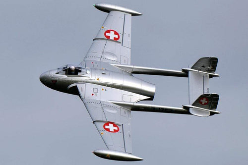 Freewing de Havilland DH-112 Venom V2 Swiss Silver 90mm EDF Jet - ARF PLUS RJ30211A+