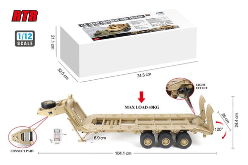 Heng Guan US Military Tan 1/12 Scale HEMTT Heavy Equipment Trailer – RTR HGN-P806RTR