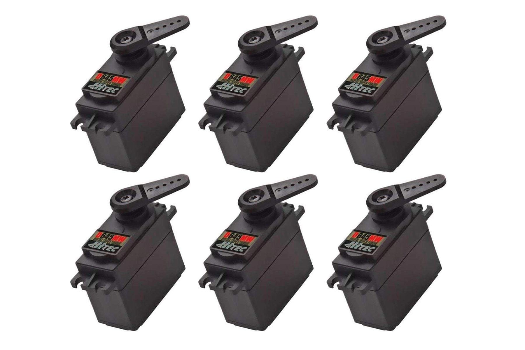 Hitec D-645MW High Voltage High Torque Digital Metal Gear Servo Multi-Pack (6 Servos) HRC6005-031