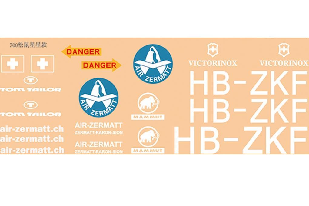 Roban 700 Size AS350 Air Zermatt Decal Set RBN-70-118-AS350