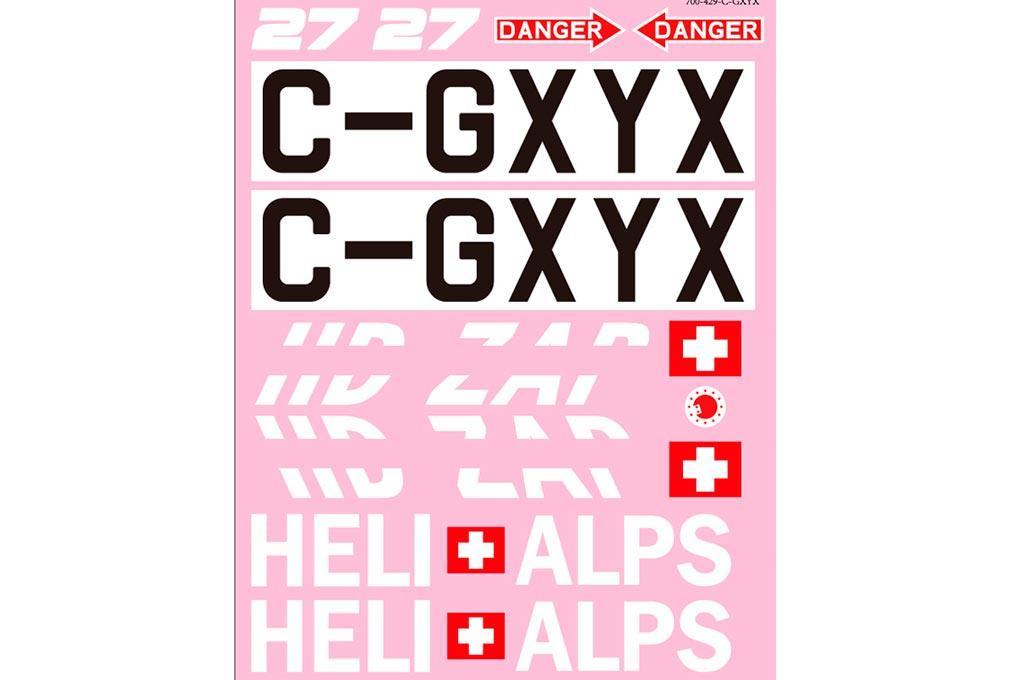 Roban 700 Size B429 Heli Alps Decal Set RBN-70-118-BE429-HA